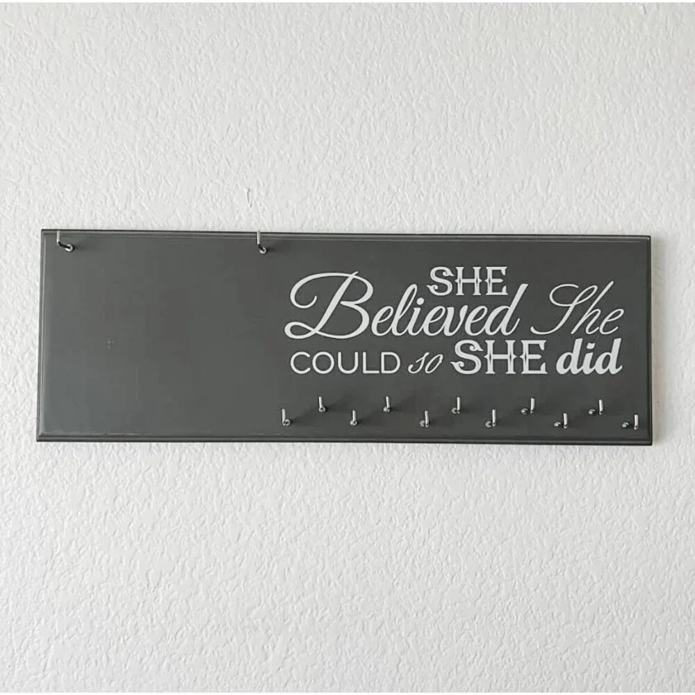 Wall Hanging Wood Race 5k Running Medal & BIB Holder